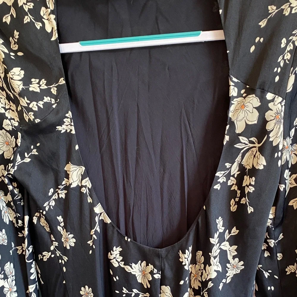 Free People Black and Cream Floral Backless Dress - Picture 11 of 14
